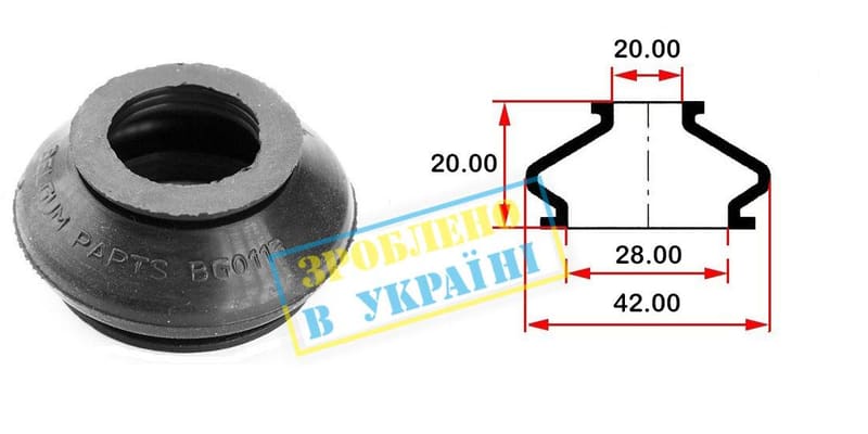 Пильник опори кульової рульового наконечника (універсальний) (28х20x20) BELGUM PARTS