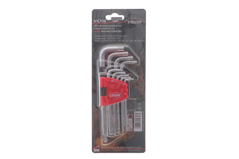 Набір ключів Г-под. Torx з круглим кінцем T10-T50 VIGOR