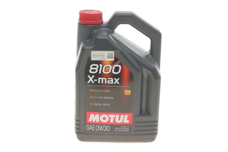 Масло 0W30 X-max 8100 (5L) (MB 229.5/VW502.00/505.00/VOLVO VCC 95200356) (106571) MOTUL