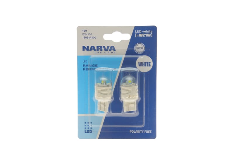 Автолампа W21W 12V 2.2W W3x16d LED (біла) (к-кт 2 шт.) NARVA