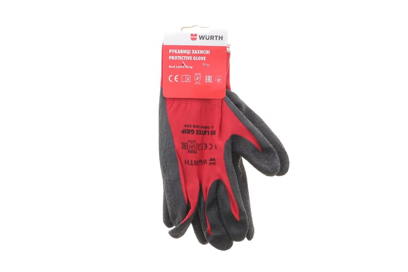 Рукавиці з латексним покриттям (9) RED LATEX GRIP WURTH