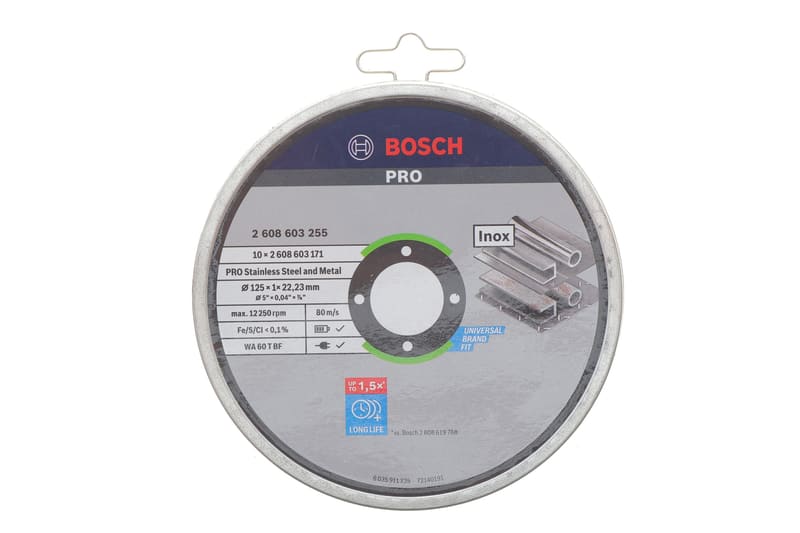 Круг відрізний (К-кт 10 шт) 125x1x22,23 мм PRO Stainless Steel and Metal Bonded Cutting Disc BOSCH