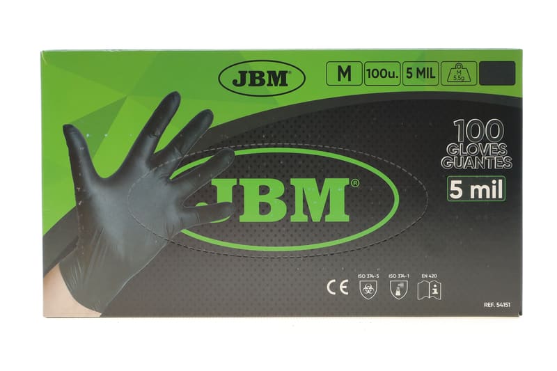 Рукавиці нітрилові (M) 100 шт. 5 mil (чорні) JBM