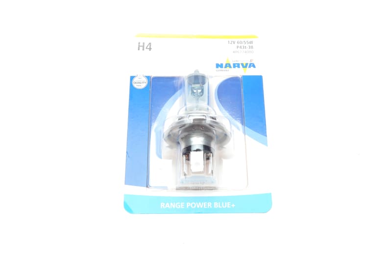 Автолампа H4 12V 60/55W P43t Range Power Blue+ (3700K) (blister/ 1шт) NARVA