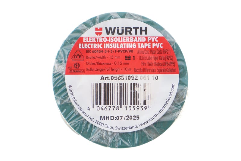 Изолента зеленая (15mmx10m) WURTH