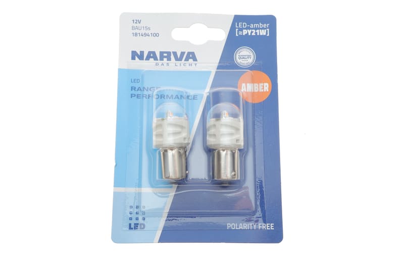 Автолампа PY21W 12V 2.15W BAU15s LED (жовта) (К-кт 2 шт.) NARVA