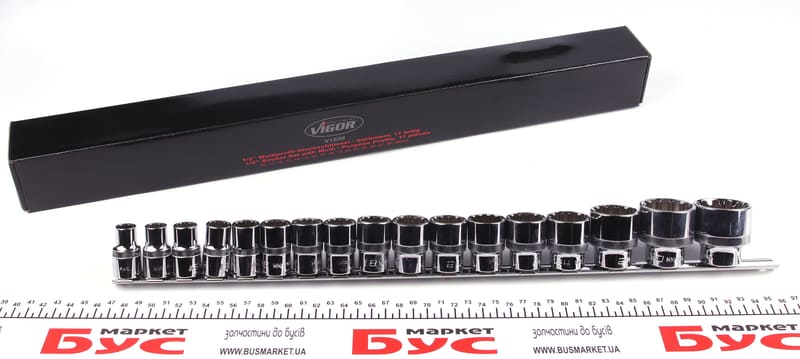 Набор головок SPLINE 1/2" 10-32 мм 17 ед. (мультипрофиль,хромированные) VIGOR