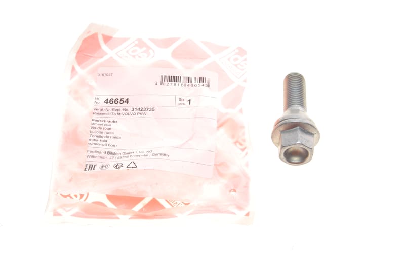 Болт колеса Volvo S60/S80/S90/V60/V70/V90 (M14x1.25) (L=60mm) FEBI BILSTEIN