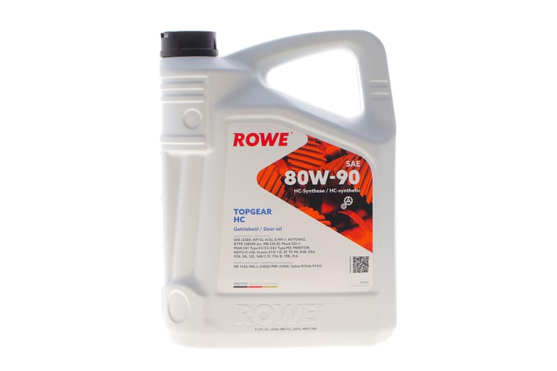 Олива 80W90 HIGHTEC TOPGEAR HC (5L) (MB 235.0/MAN 341 Type E2/ZF TE-ML 02B) (API GL-4/GL-5) (жовтий) ROWE