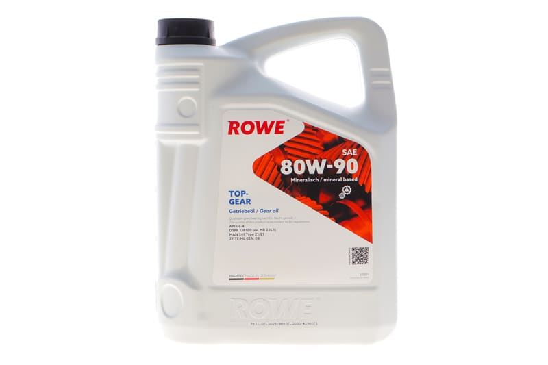 Масло 80W90 HD HIGHTEC TOPGEAR (5L) Mineral (ZF TE-ML 02A/MB 235.1/API GL-4) (светло-коричневый) ROWE