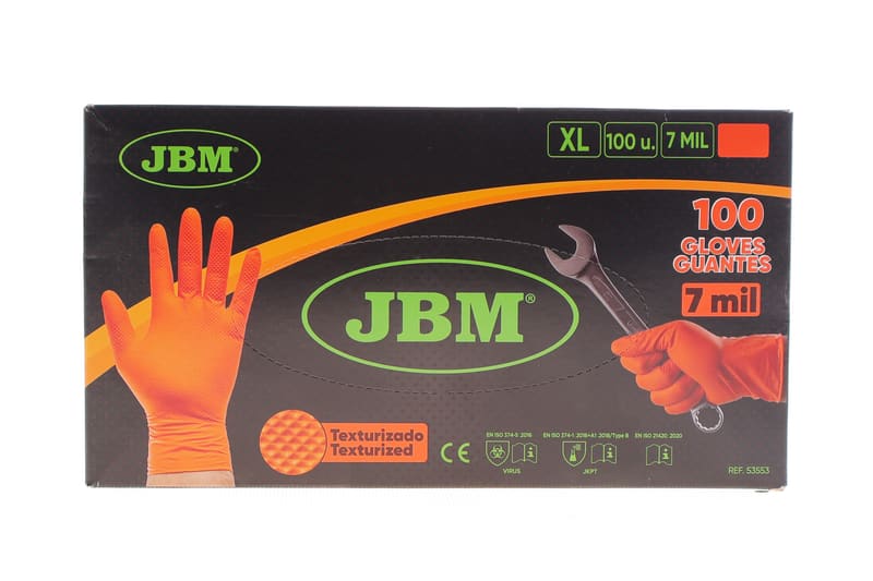 Рукавиці нітрилові (XL) 90 шт. 7 mil (помаранчеві Diamond texture) JBM