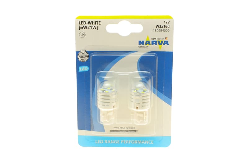 Автолампа W21W 12V 21W W3x16d (LED) (біла) (к-кт 2шт) (знято з вир-ва) NARVA