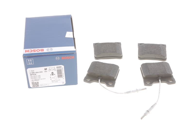 Колодки гальмівні (задні) Peugeot 406 96-04/605 89-11 (+датчики) BOSCH