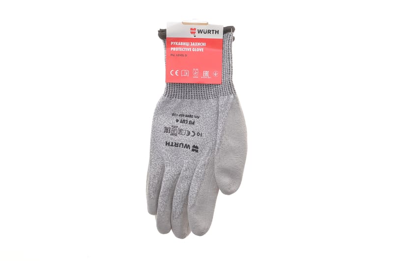 Рукавиці з поліуретановим покриттям (XL) White PU (0.081 кг) WURTH