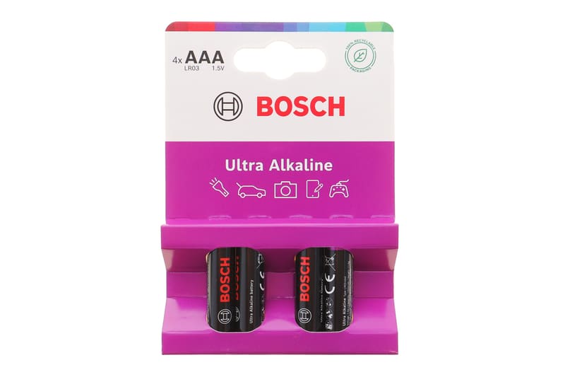 (к-кт 4 шт) Батарейки Bosch Ultra Alkaline AAA (LR03) (1.5V) LR03UA4B/00 BOSCH