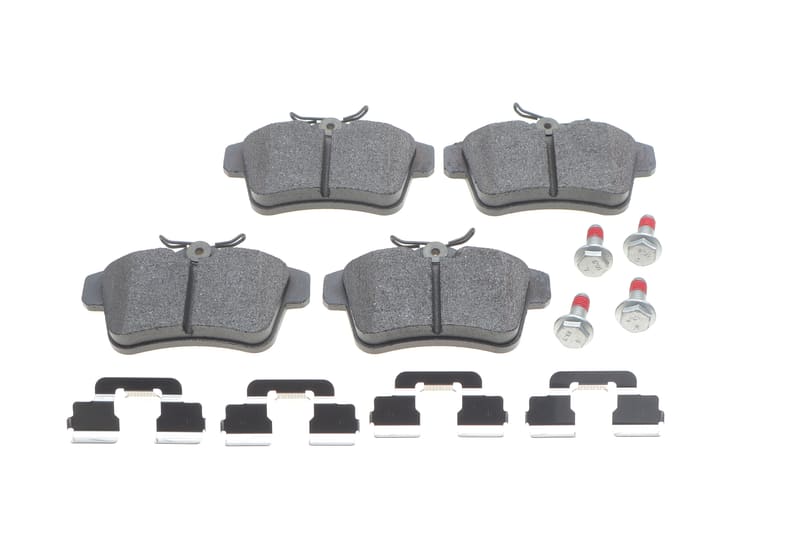 Колодки гальмівні (задні) Citroen C4 09-/DS4/DS5 11-15/Peugeot 308/508/3008/5008 09-18 (з прижимною пластиною) BOSCH