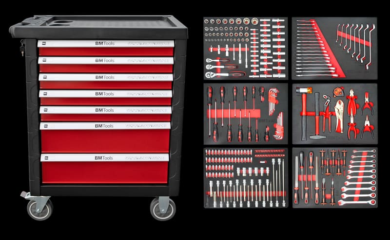 Тележка с инструментами 7 секций 268 ед. (красный) BM TOOLS